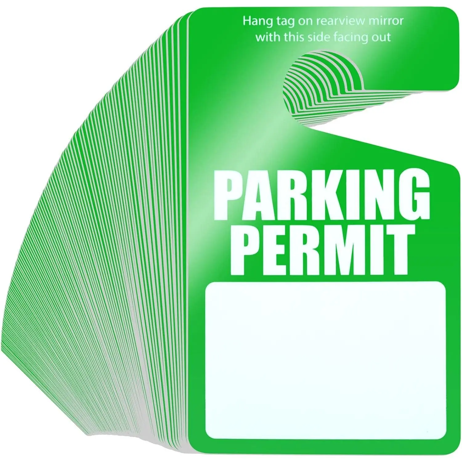 100-Pack Standard PVC Plastic Rear Mirror Hang Tags, 3x5 In Car Parking Permit Placards (Green)