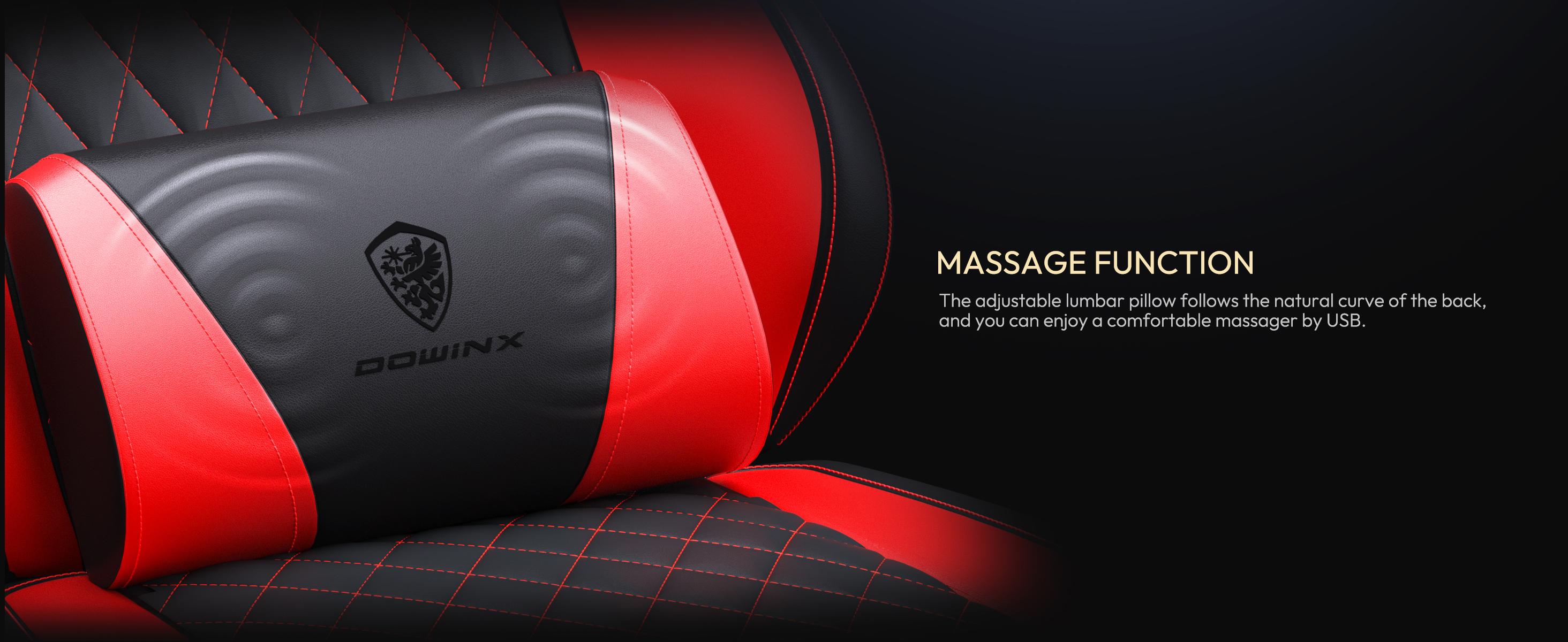 Dowinx Gaming Chair,waist massage and foot pedals for adults，pocket spring pad, ergonomic computer chair,high back gaming chair leather office gaming 300 lb