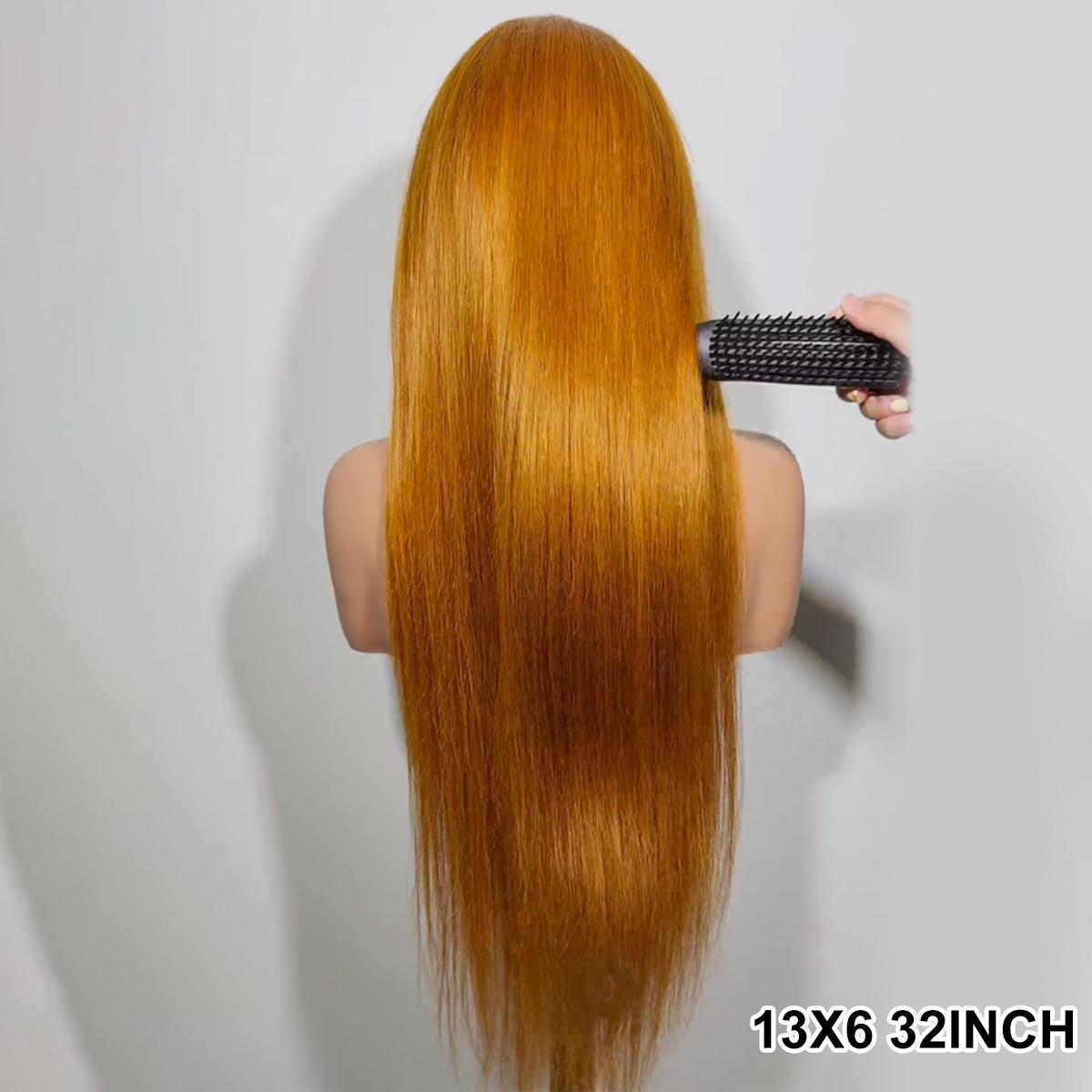 Cute Bein Ginger Colored 13x6 Lace Frontal Human Hair Wigs For Woman 200% Density Pre Plucked