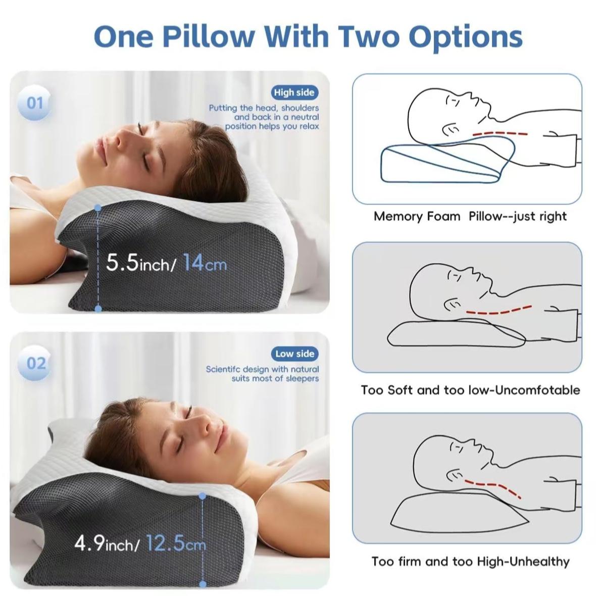 Memory Foam Soft Neck Pillow, 1 CountComfortable Neck Support Pillow and Neck RestCushion for Sleeping, Supportive Memory Foam