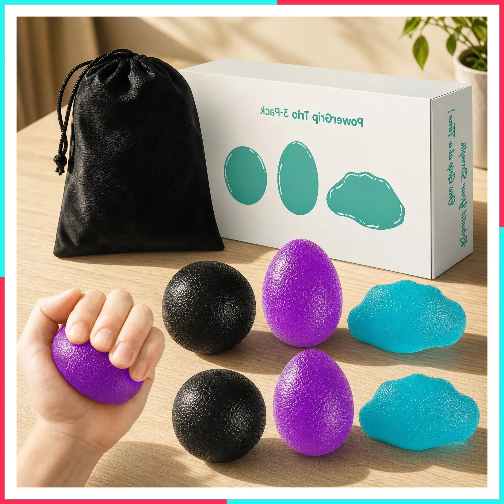 Stress Relief Balls 6 Pack for Adults, Hand Exercise & Grip Strength Trainer, Squishy Squeeze Balls for Arthritis, Carpal Tunnel, Hand Therapy with 3 Resistance Levels