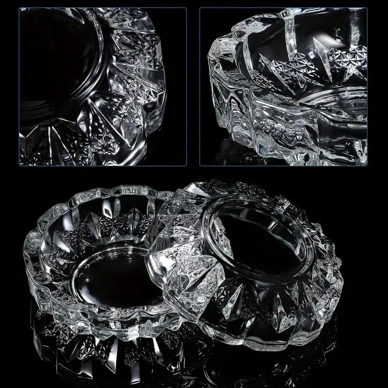 Modern Glass Ashtray with Reticulated Design, Portable & Decorative for Home Office, Indoor Outdoor Use, Perfect Gift for Father's Day