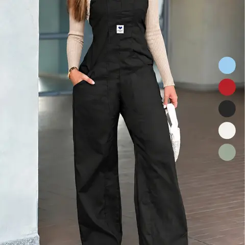 【Black Friday】Women's Vintage Adjustable Straps Sleeveless Jumpsuit, Retro Street Style All-Season Wear, Casual Fashion Overalls with Pockets, Comfortable Fabric