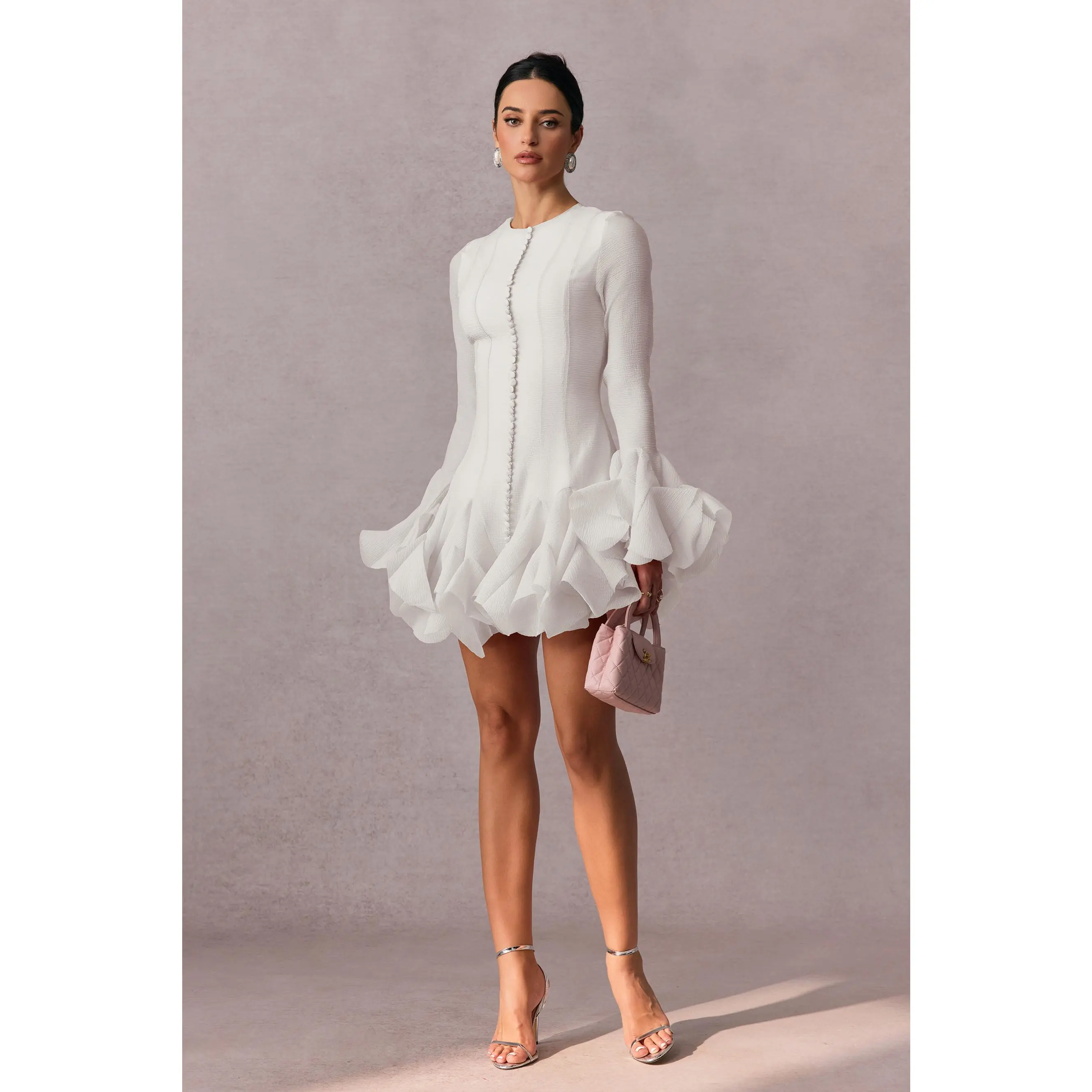 Leila Semi-sheer Flare Mini Dress