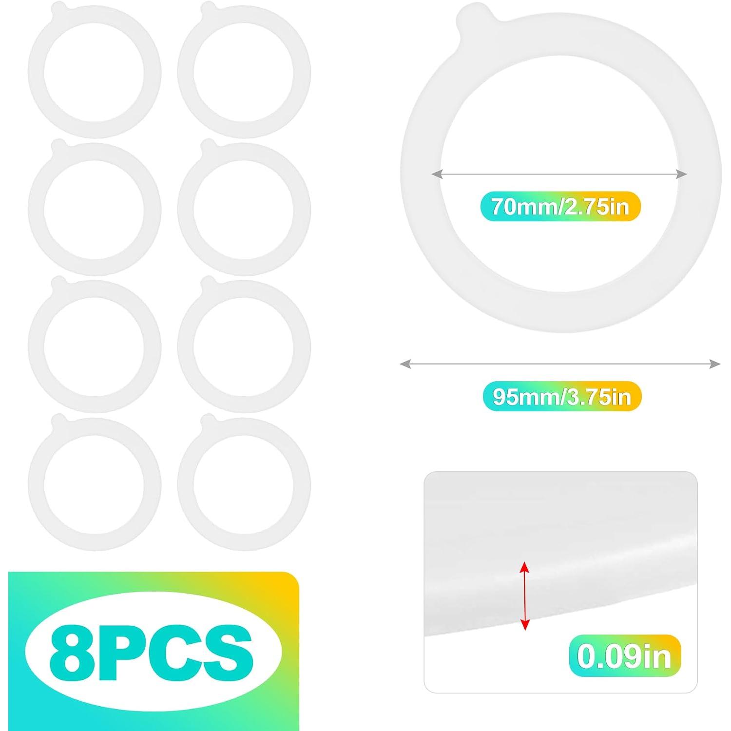 8-Pack Synthetic Standard Mouth Canning Jar Seals - Leakproof Airtight Rubber Gaskets for Food Storage & Preserving, White Sealing Rings