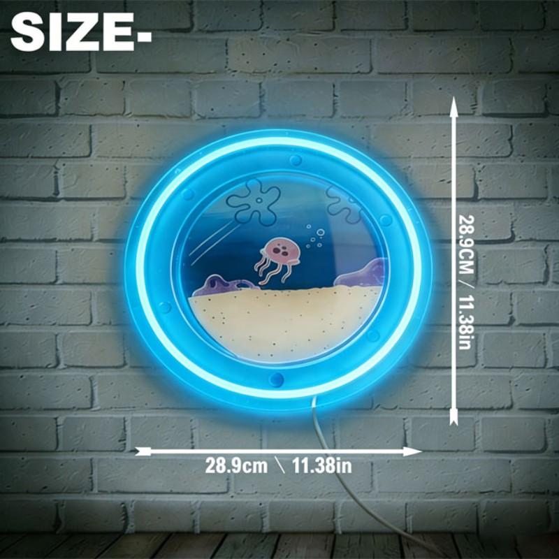 Acrylic Jellyfish Neon Light, Wall-Mounted Adjustable USB Lighting, Perfect for Kids Room, Gaming Room, Birthday Gift, Halloween, Christmas