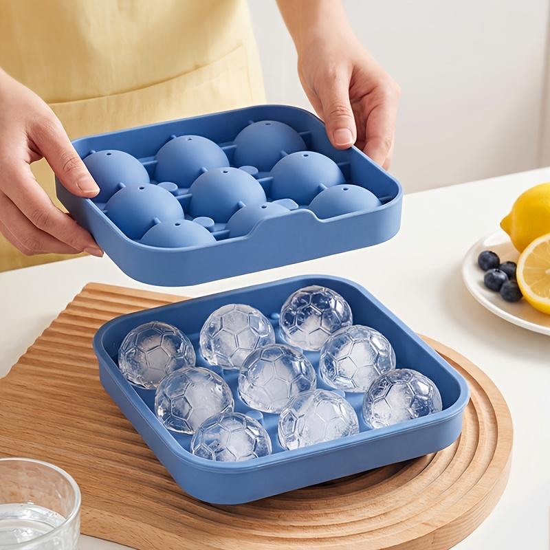 9-Cavity Silicone Soccer & Hockey Puck Ice Cube Tray with Lid – Round Ice Mold Whiskey Ice Cubes Mold for Whiskey, Cocktails, and Party Drinks – Easy Release, Flexible, and Durable – Ideal for Home Bars and Sports-Themed Parties