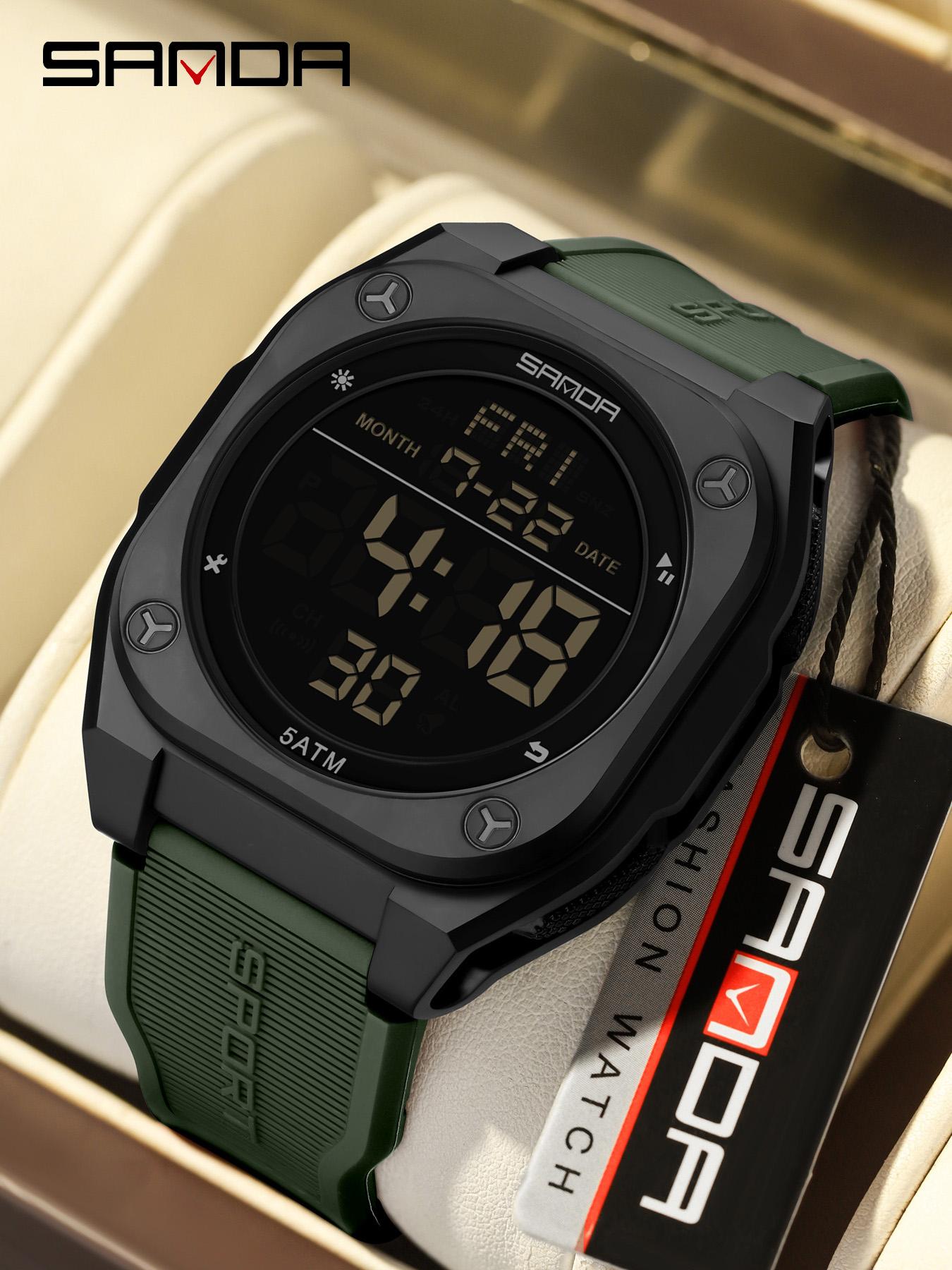 SANDA Men's Sports Watch Fashion and Leisure Men's LED Single Display Night Light Waterproof Multi functional Timing Electronic Watch Best Gift+BOX Waterproof Multifunctional Watch