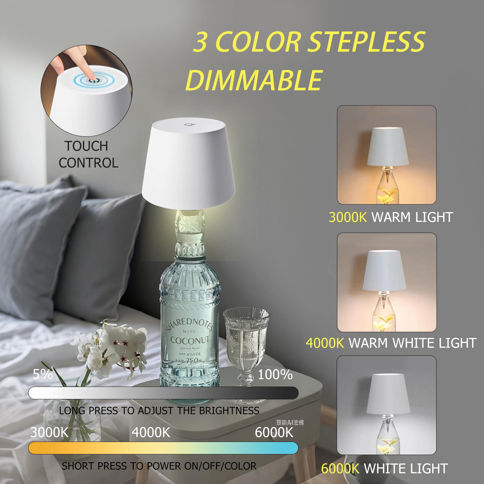 2026 New Wireless Bottle Lamp - LED Bottle Lights for Liquor & Wine Bottles, Cordless Lampshade, Whiskey Bottle Top Light, Bottle Stopper Night Light Kit, Rechargeable 3-Tone Touch-Dimmable 2026 New Wireless Bottle Lamp - LED Bottle Lights for Liquor & Wine Bottles, Cordless Lampshade, Whiskey Bottle Top Light, Bottle Stopper Night Light Kit, Rechargeable 3-Tone Touch-Dimmable