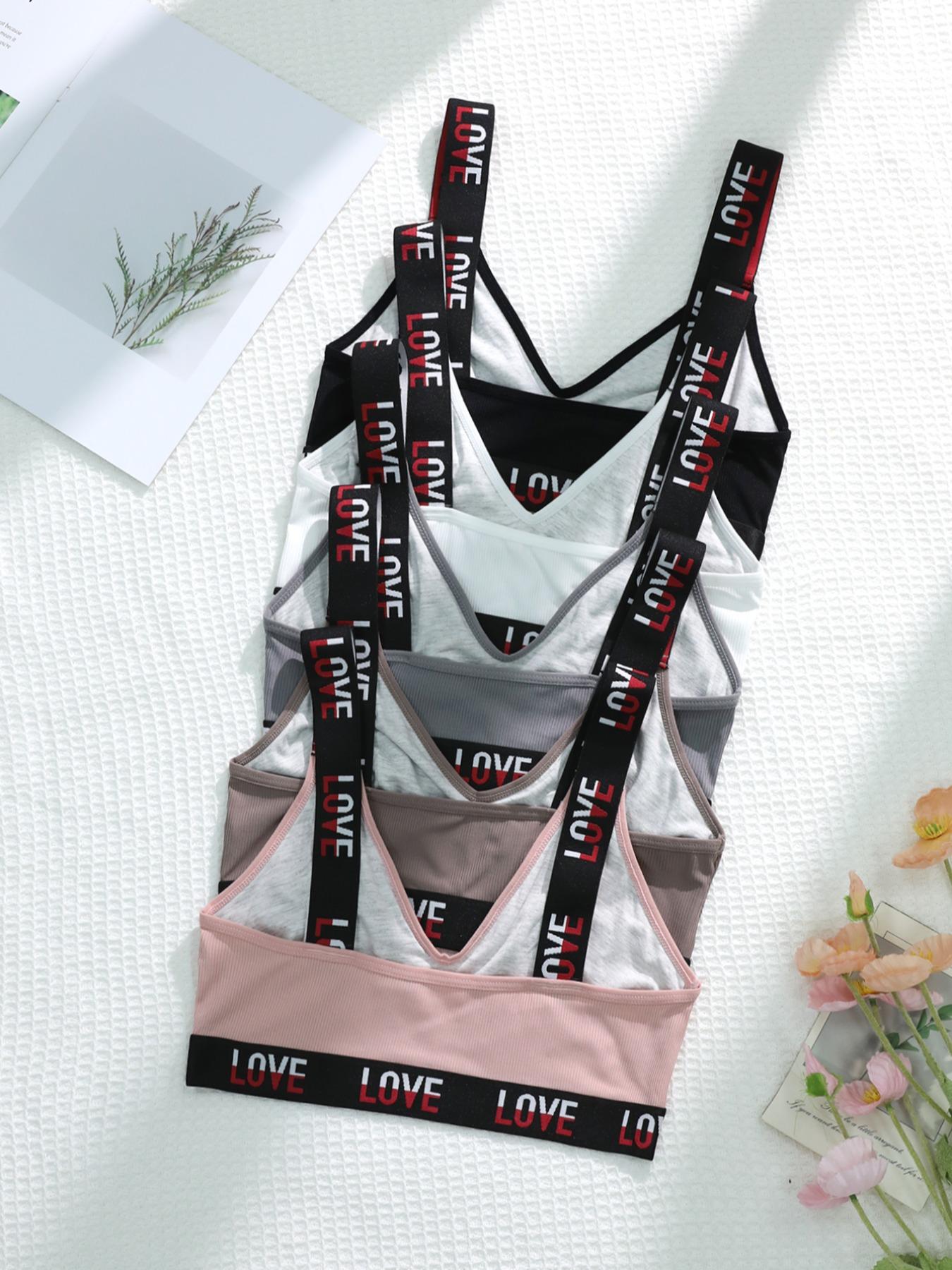 Women's Letter Print Wireless Bralettes, Comfortable Breathable Underwear Top for Daily Wear, Women's Underwear for All Seasons