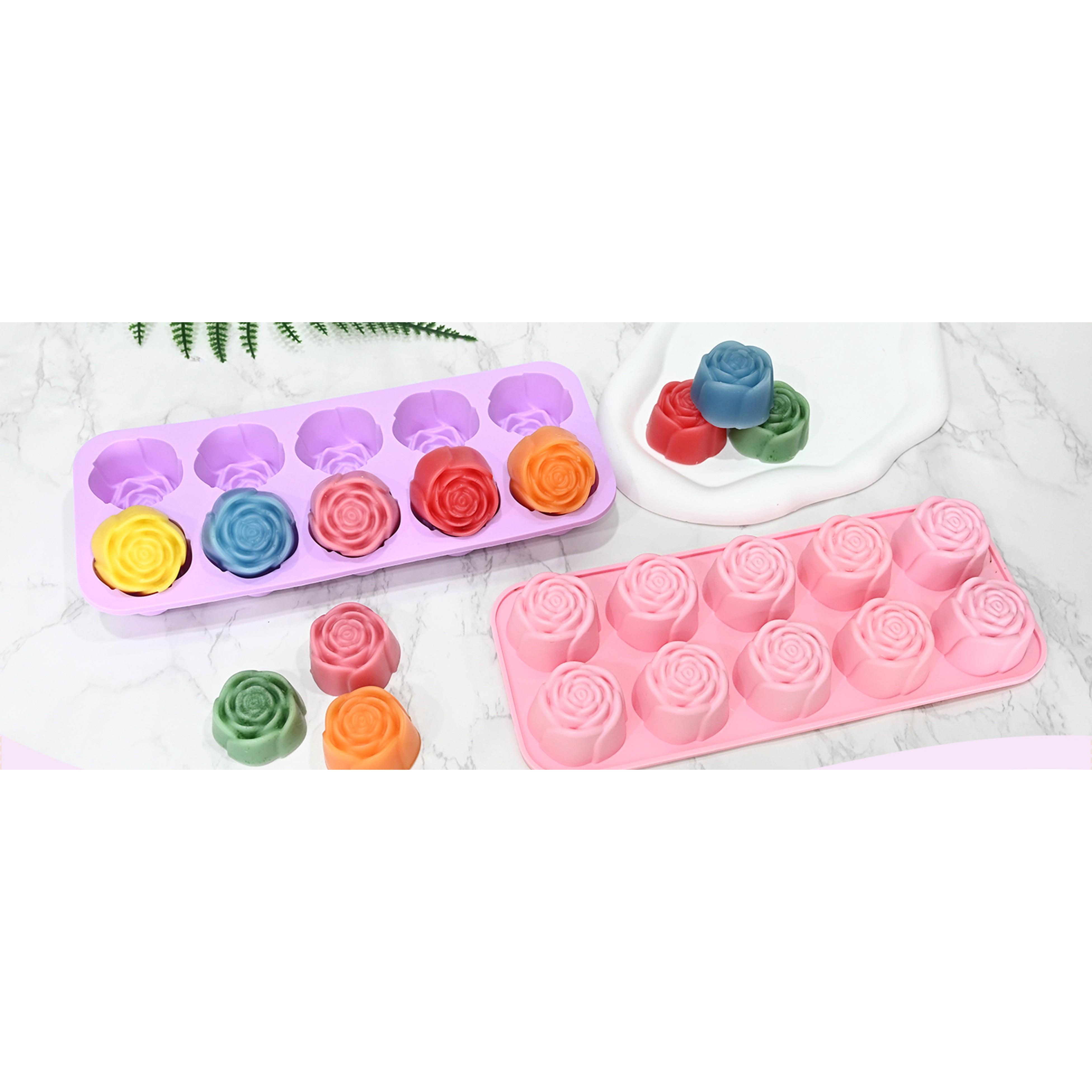 Rose Silicone Mold, 2 Pcs Rose Chocolate Mold 20 Cavity Silicone Roses Molds for Chocolate, Candy, Ice Cube, Gummy, Jello, Jelly, Cupcake Decorations, Candles, Soaps