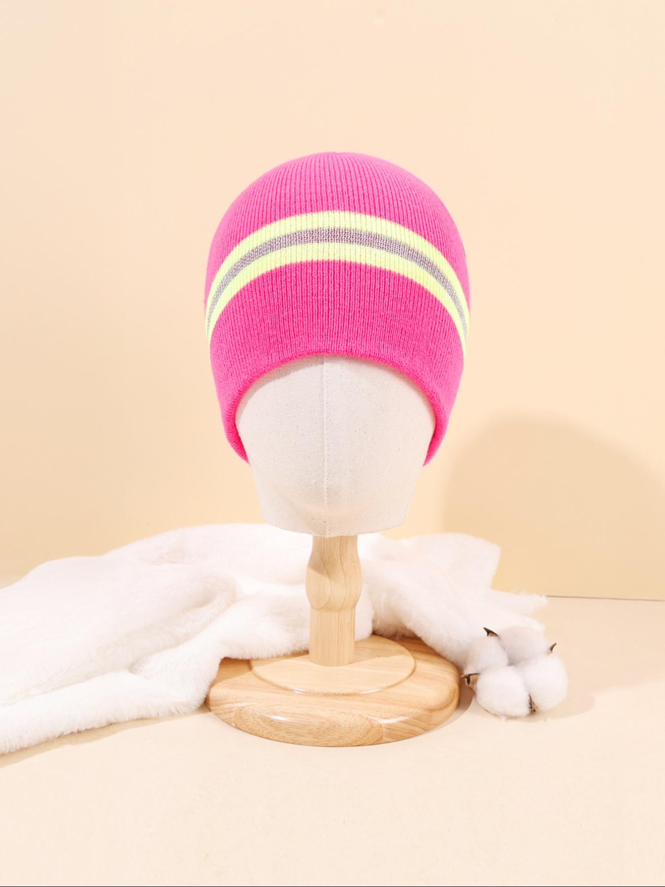 Cold Weather Beanie with Reflective Strips, Fitted Stripe Design for Men & Women, Ideal for Running Hiking Cycling, Fall/winter Essential