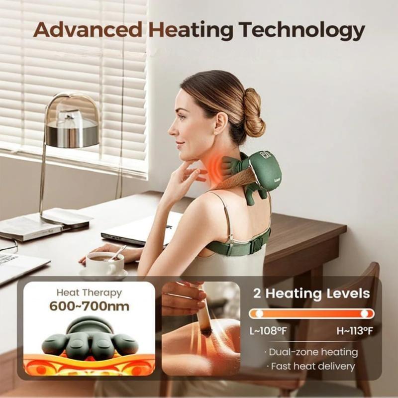 2026 Bionic Heating Massage Device, Shoulder Neck Electric Acupressure Master, Neck Shoulder Relaxer, Wireless Portable Design, 3D Deep Tissue Pillow, 3 Speed Settings, Gift