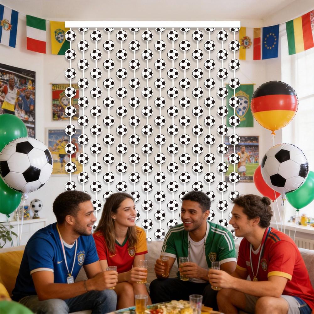 2 Meter Football Rain Curtain, World Cup Theme Party Decoration, DIY Background String Curtain Door Curtain, Usa Mexico Soccer Decor
