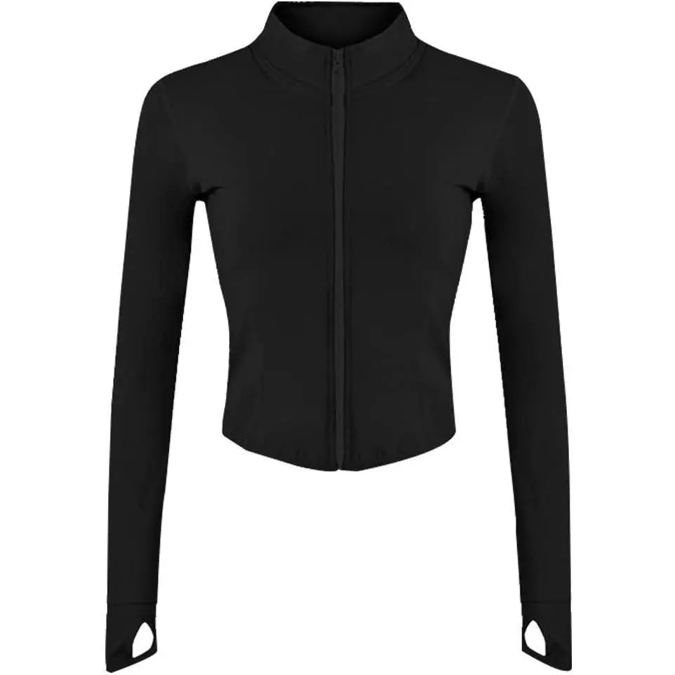 Womens Lightweight Full Zip Running Track Jacket Workout Slim Fit Yoga Sportwear with Thumb Holes