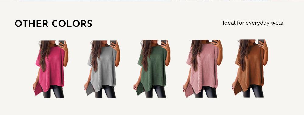 Shewin 2026 Spring/Summer Oversized Cozy Ribbed Knit Top Women’s Crew Neck Short Sleeve Pullover Elegant Solid Color Knitwear with Side Slit for All-Season Casual Outfits SpringStatements Shewin 2026 Spring/Summer Oversized Cozy Ribbed Knit Top Women’s Crew Neck Short Sleeve Pullover Elegant Solid Color Knitwear with Side Slit for All-Season Casual Outfits SpringStatements