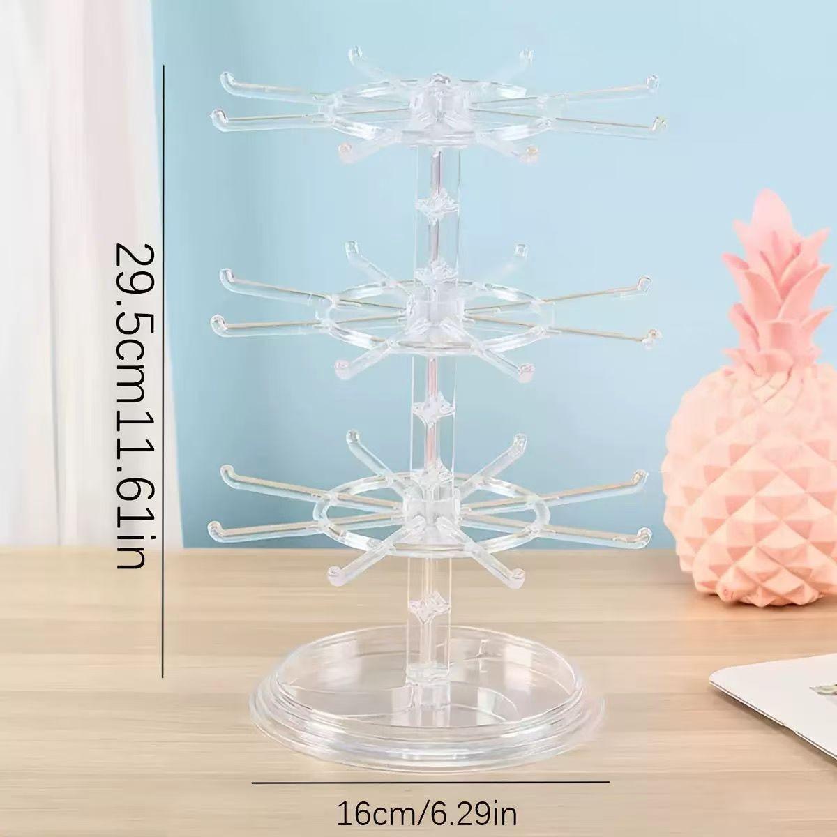 New Rotatable Earring Organizer Rack, Jewelry Display Stand, Bracelet and Pendant Holder, Small Accessories Tray, Elegant Storage Solution