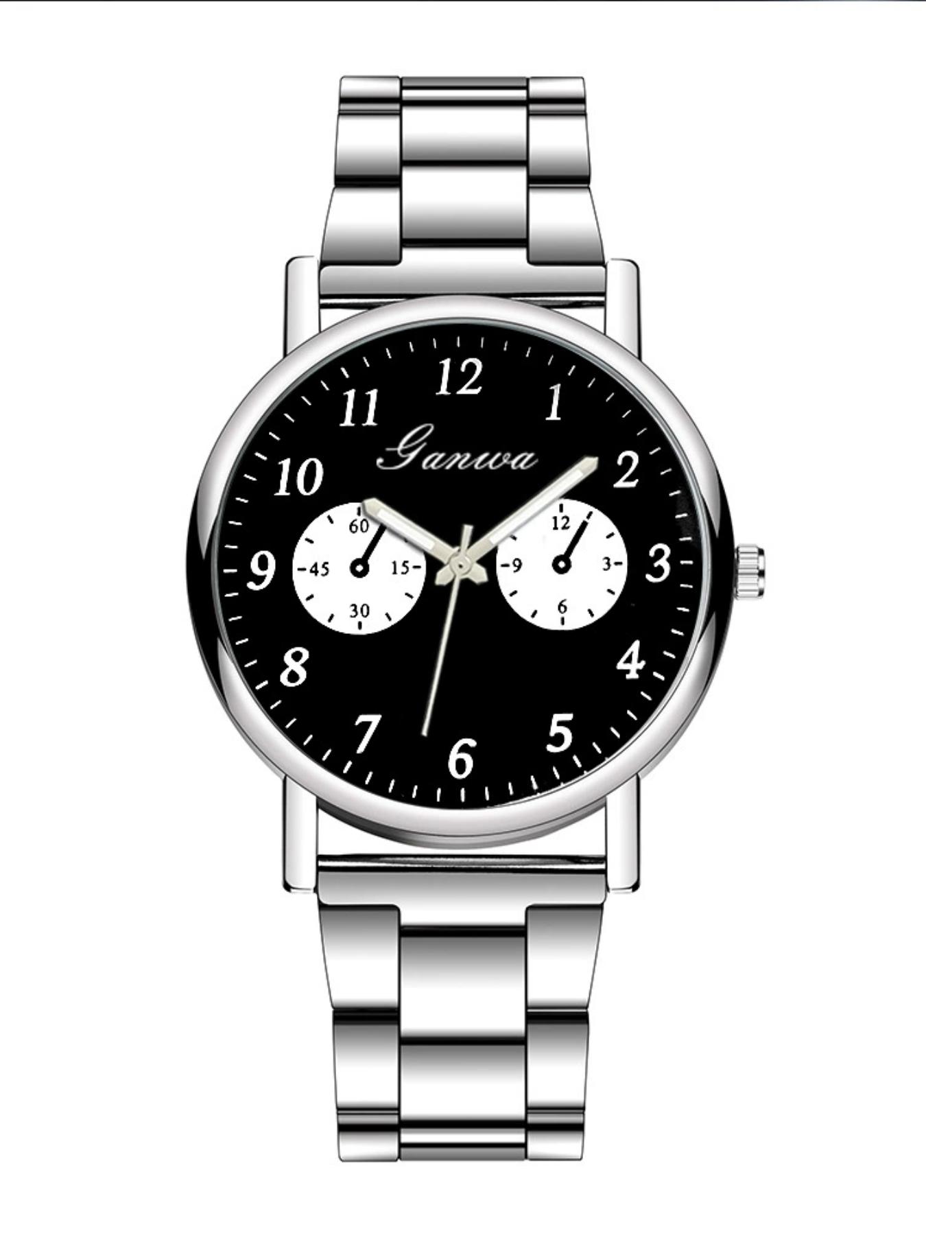 Men's Modern Quartz Watch, Stainless Steel Case, Analog Face, Business Casual Style, Includes Gift Box, All Seasons Wear