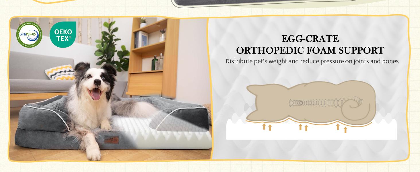 Medium Dog Beds Waterproof Orthopedic Foam Dog Beds for Medium Dogs Sofa Comfy Pet Bed with Washable Removable Cover & Non-Slip Bottom