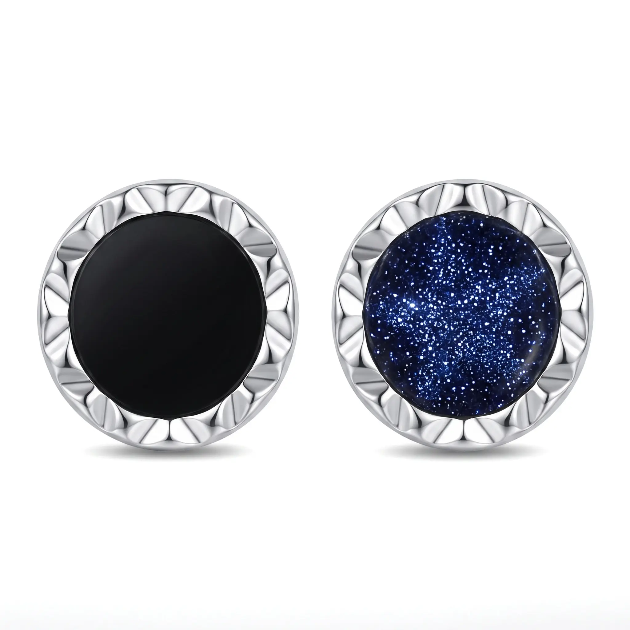 Cozy Natural Onyx Stud Earrings For Men Women 925 Silver Pin Sleek Unisex Gift Everyday Style Black Stone Pair Shimmer Water Glow Minimalist Accessory