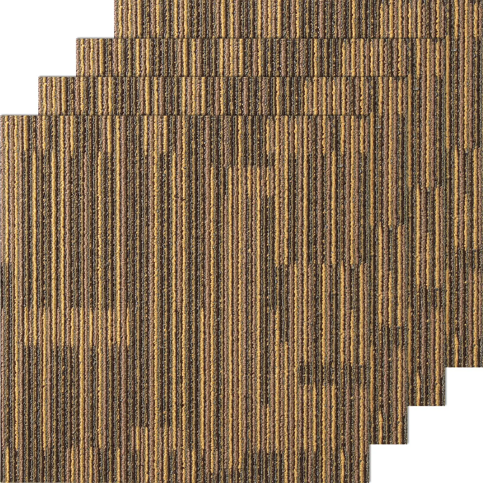 VEVOR Carpet Tiles Reusable, 20" x 20"Carpet Squares With Padding Attached, Soft Padded Carpet Tiles, Easy Install DIY for Bedroom Living Room (12Tiles, Mixed Brown)