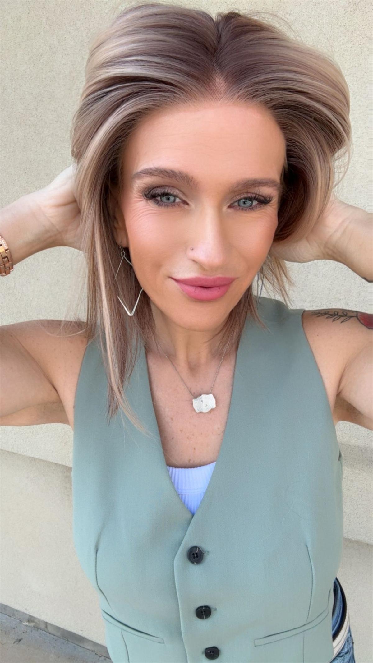 Caris by AISOM Short Bob Cut Free Part Lace Front Wig with Scandinavian Hairline Very Low Density 12 Inches Heat Friendly Synthetic Wig Caris by AISOM Short Bob Cut Free Part Lace Front Wig with Scandinavian Hairline Very Low Density 12 Inches Heat Friendly Synthetic Wig