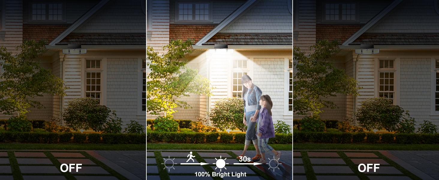 Daphino Solar Motion Sensor Lights, 252 LEDs 3 Head Adjustable Solar Lights Outdoor, 2700LM 355°Wide Angle Commercial Street & Area Lights with Remote Control, IP67 Waterproof Spot Light with 3 Modes