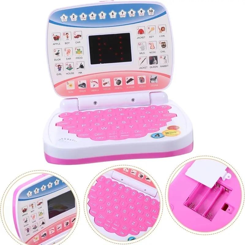 Children Bilingual Learning Laptop, English/spanish Music Sheet Reading Keyboard, Abs Material, Suitable for Kids (blue, ), Requires 3 Aa Batteries