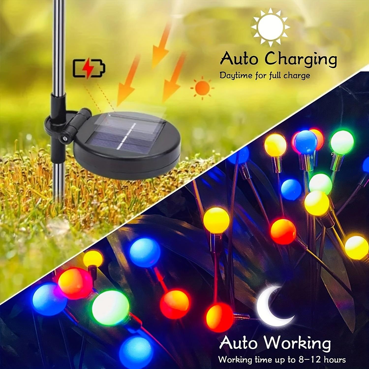2-Pack Solar Lawn Firefly Lights, LED Fan Firefly Ground Lamp, Waterproof Outdoor Solar Light, Outdoor Solar Lighting