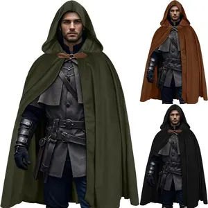 FashionMedieval Velvet Hooded Cloak - Renaissance Cape with Hood Vintage Capelet Halloween Sorcerer Costume