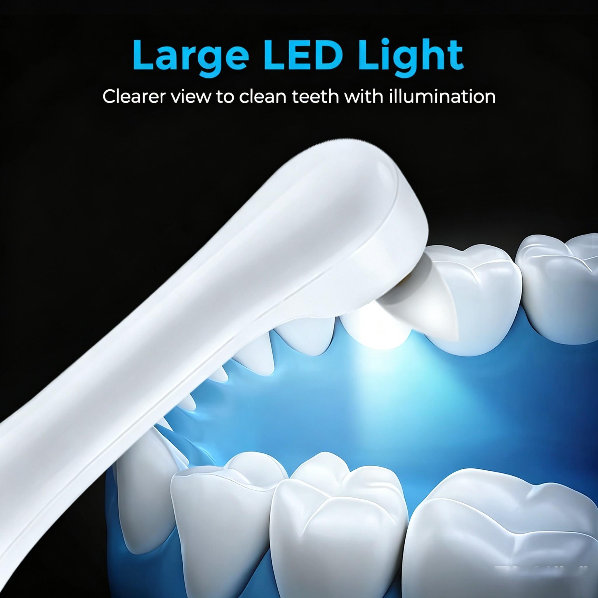 Electric Teeth Polisher, 5 Modes Dental Cleaning with LED Light, Oral Care Polishing Brush, Tooth Cleaning Device, Adjustable