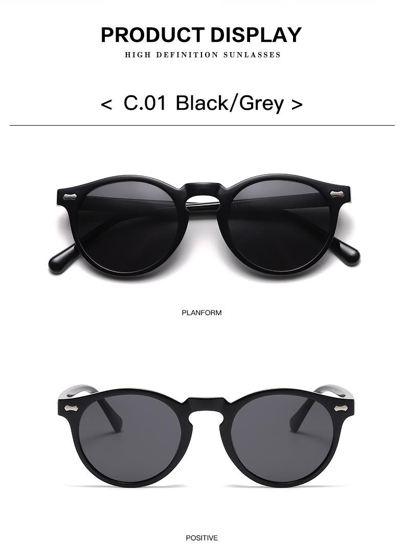 Retro Round Sunglasses Men Women Fashion Small Polarized Sun Glasses For Male Female Literary Vintage Shades Driving Eyeglasses Trendy Vintage Sunglasses