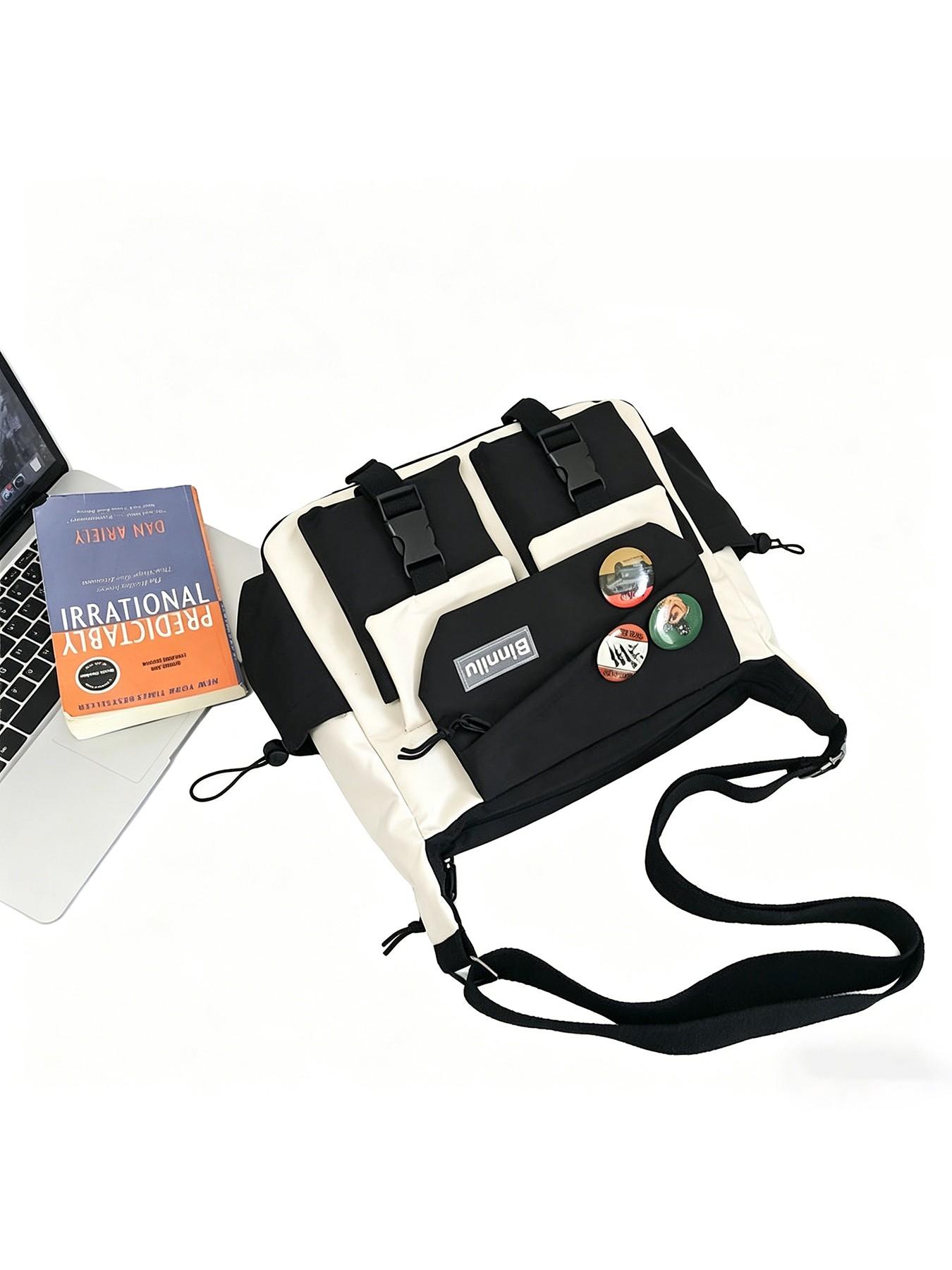 Unisex Nylon Adjustable Shoulder Strap Commuter Casual Crossbody Bags, Large Capacity Casual Colorblock Design, Ideal for Travel, Daily Use and Commuting