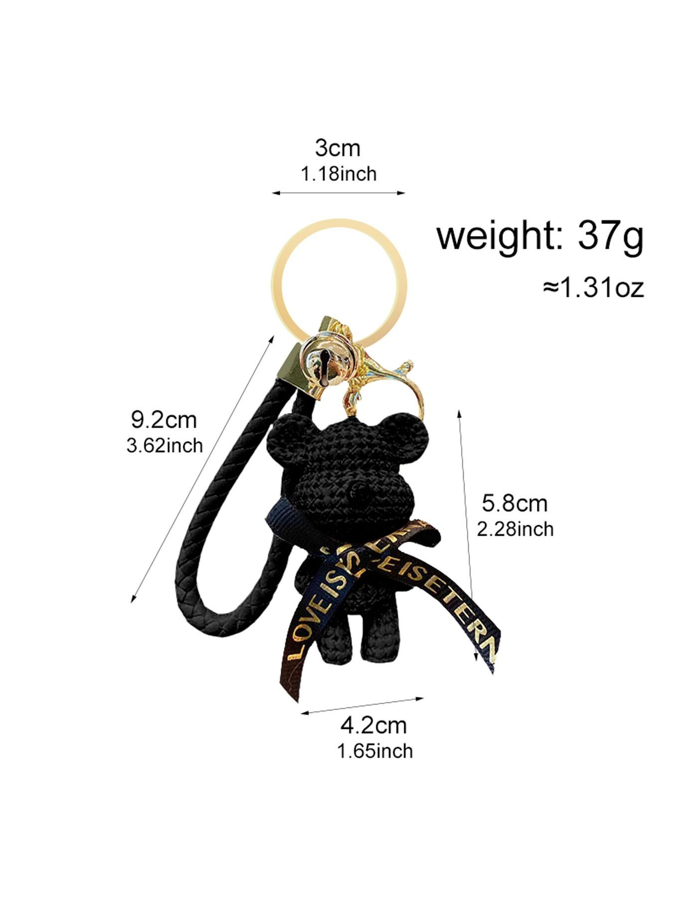 Trendy Yarn Bear Keychain, Cute Cartoon Character Backpack Charm, Girls' Car Key Ring, Romantic Couple Pendant Gift, All Seasons Accessory