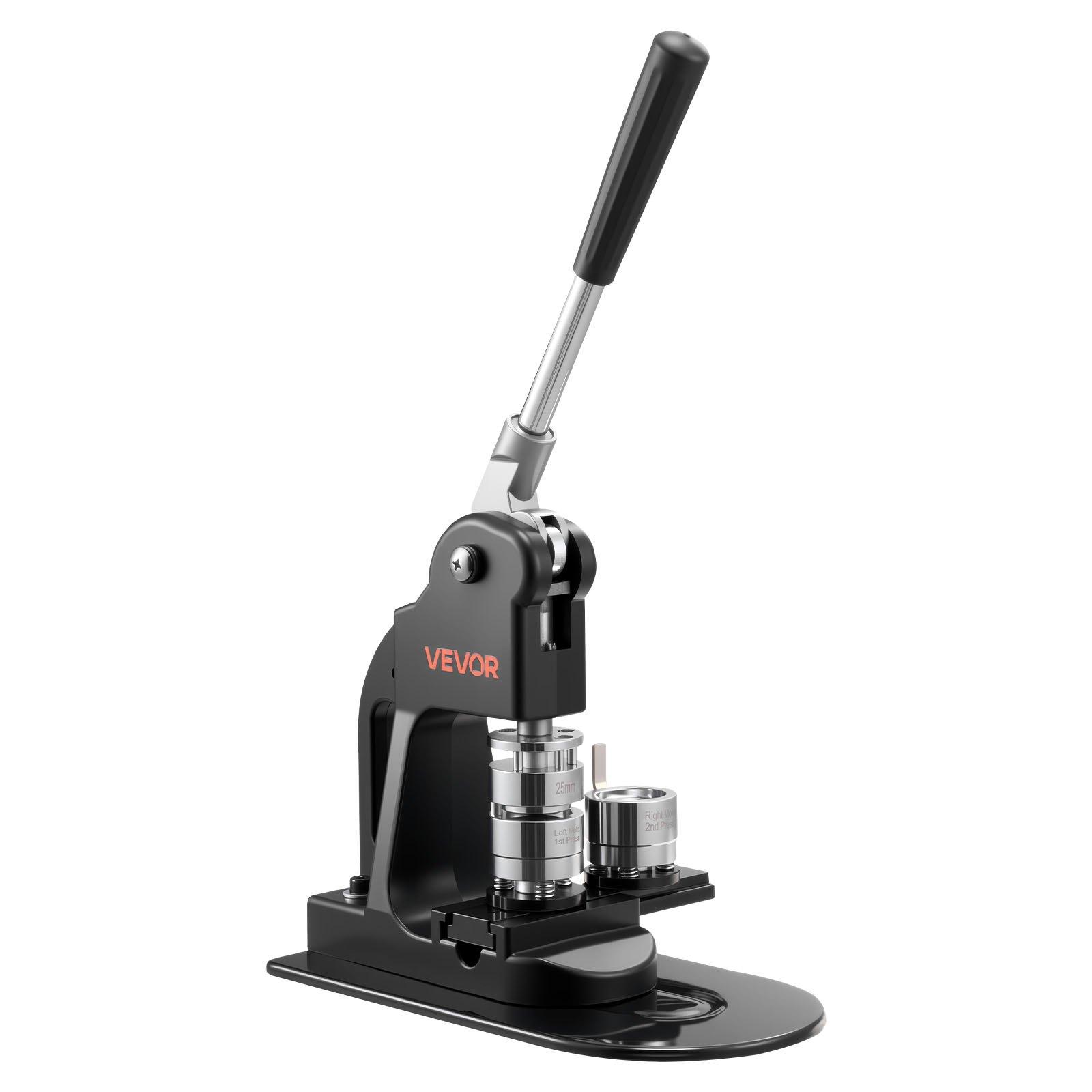 【Father's Day gift】VEVOR Button Maker Machine, 1 in, Pin Maker Machine with 500pcs Button Parts, Circle Cutter, Hex Wrenches and Magic Book, Ergonomic Handle, for DIY Badges, Personalized Pins and Key Chains, Black