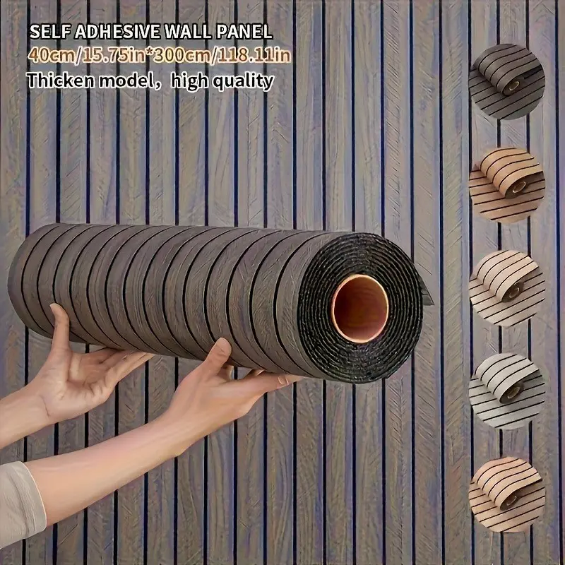 1 Roll 3D Wood Grain Peel And Stick Wall Panel, Self-Adhesive Textured Wallpaper Suitable for Bedrooms, TV Backgrounds, Interior Walls, Easy to Install Decorative Stickers with a Length of 118.11 Inches And Optional Colors