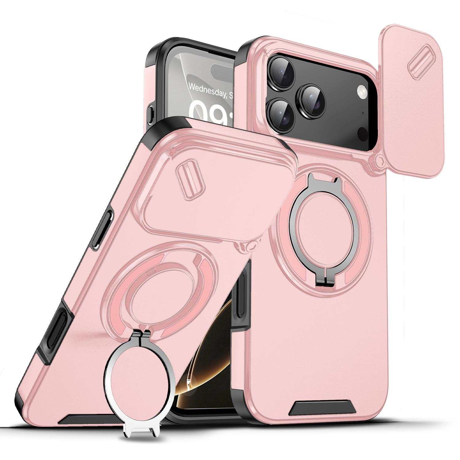 Heavy Duty Case for iPhone 17/16/15/14/13/12 Pro Max with Camera Lens Protector, 360 °   Rotating Ring Kickstand, Shockproof Rugged Military Grade Drop Protection Cover