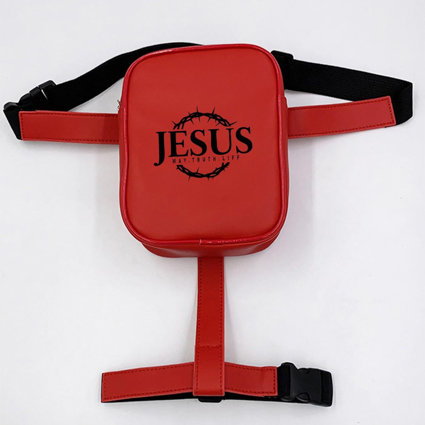 Jesus Thorn Crown Print Leg Bag, Adjustable Strap Motorcycle Crossbody Waist Pack, Multi-Scene Compatible Shoulder Bag