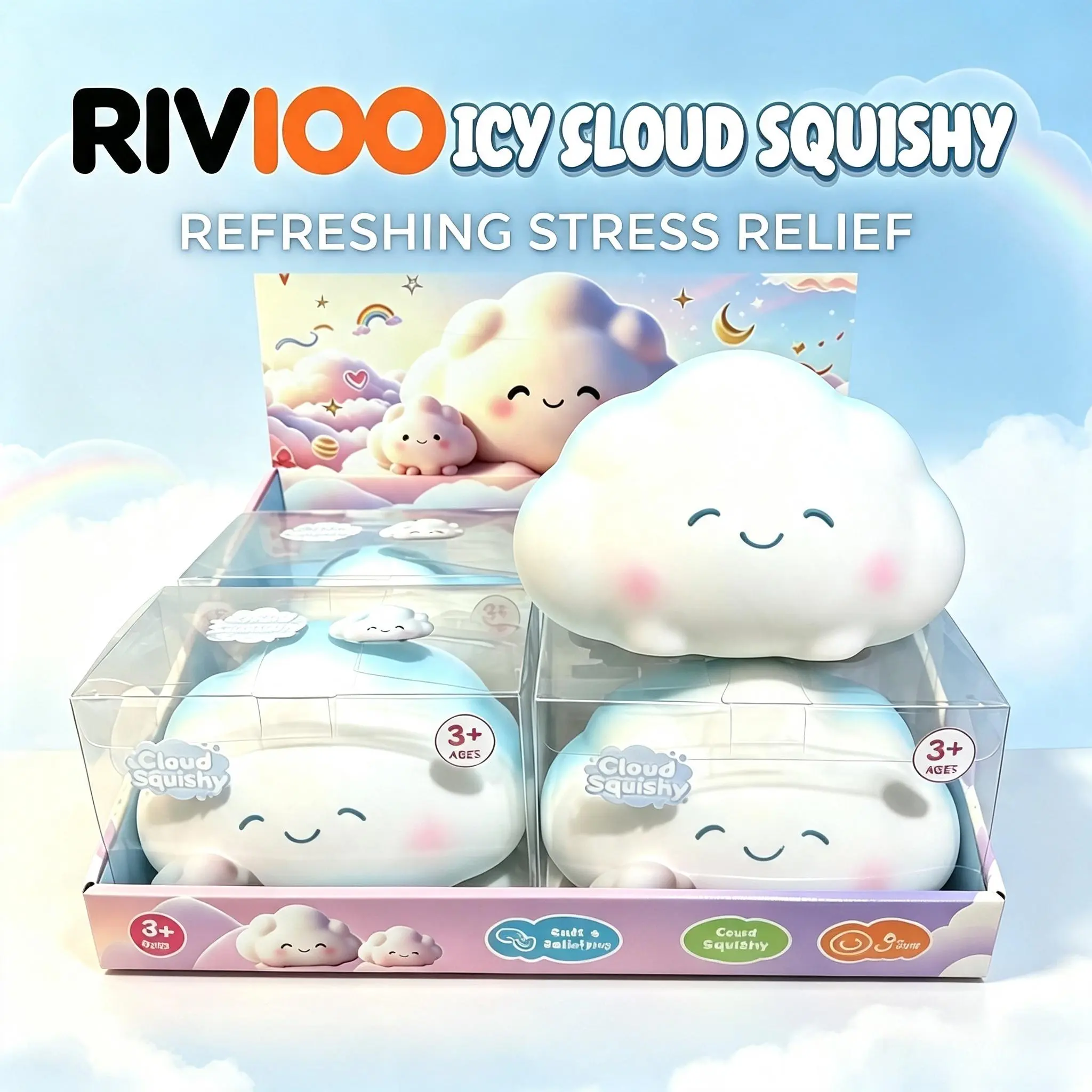 RIVIOO Cross-border explosion slow rebound simulation fruit pinch music giant blueberry decompression pinch strawberry vent toy