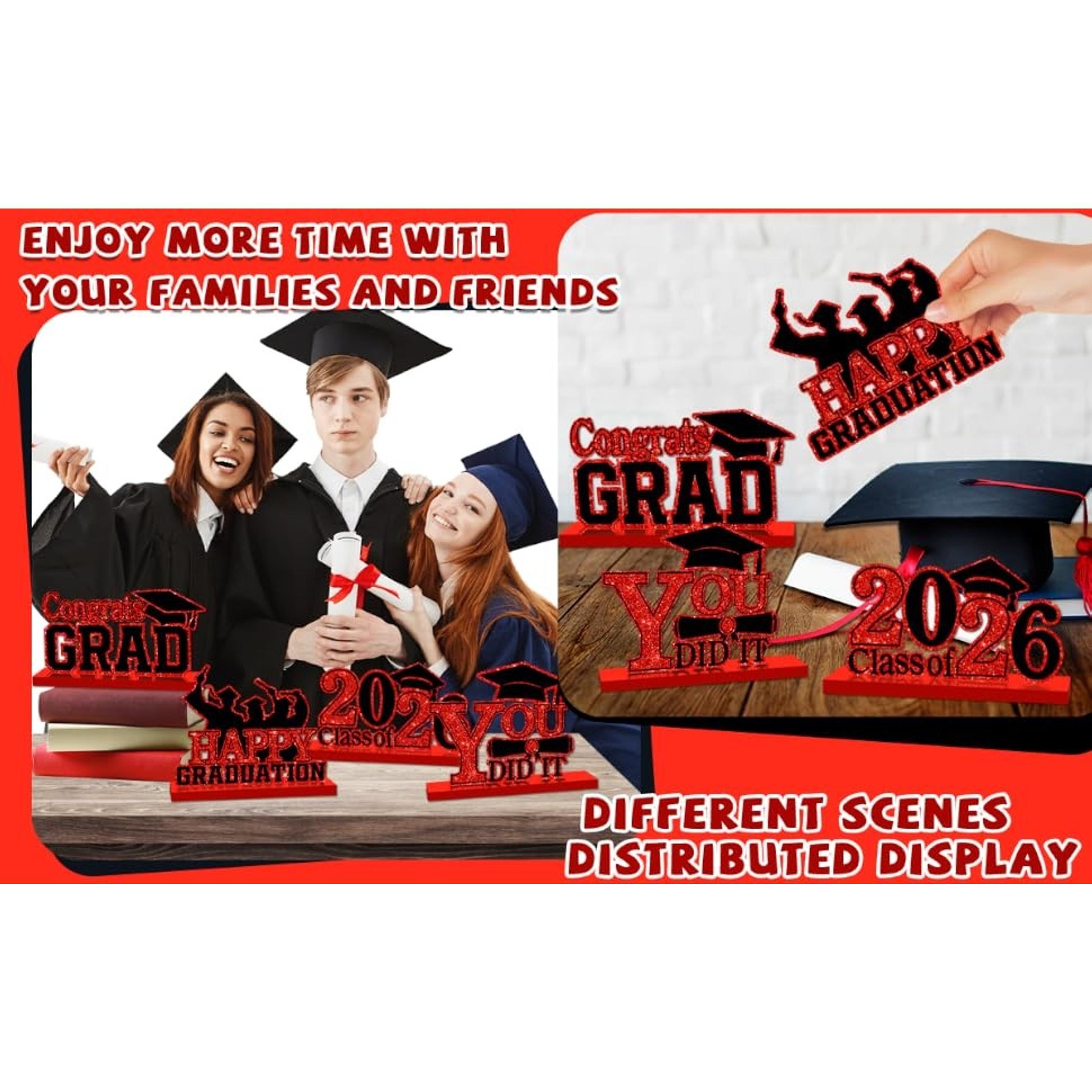 4Pcs Graduation Decorations Class of 2026 Wood Table Centerpieces Congrats Grad Wooden Sign Graduation Table Toppers Tiered Tray Decor for 2026 Graduation Party Red-Black 4Pcs Graduation Decorations Class of 2026 Wood Table Centerpieces Congrats Grad Wooden Sign Graduation Table Toppers Tiered Tray Decor for 2026 Graduation Party Red-Black