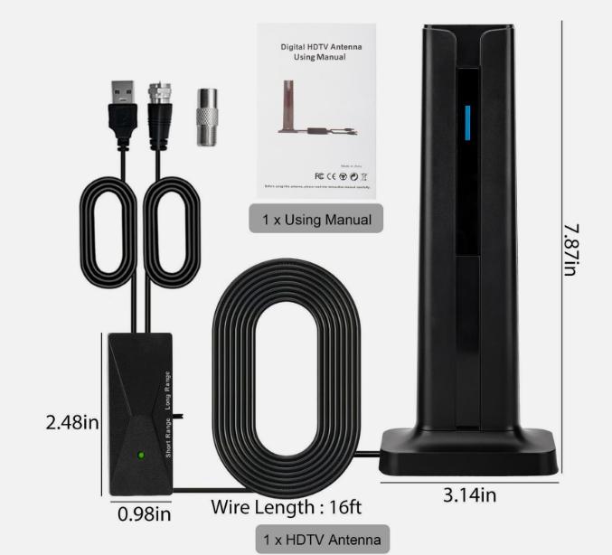 Digital TV Antenna for Smart TV Indoor,2026 TV Antenna with 3M Stick Base, 360°&Long Range Reception 4K HDTV Antenna for Local Channels, Easy Installation Antennas for 1080P TVs Without Cable antenna  fortv