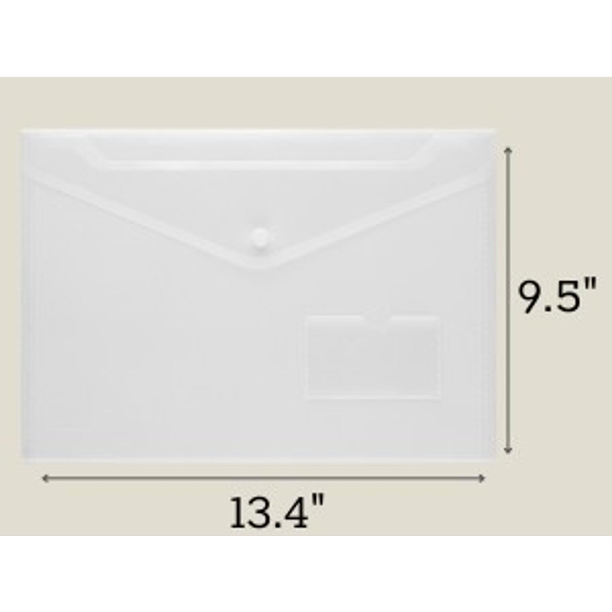 10 Pack Clear Plastic Envelopes with Snap Closure & Label Pocket, Reusable Waterproof Poly Envelopes for A4, US Letter Size, Important Document