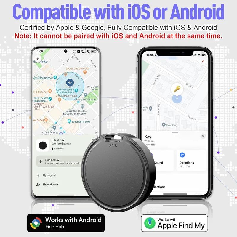 Dual System GPS Tracker for Android & iOS, Smart Global Item Locator, Precision Tracking for Seniors, Kids, Pets, Keys, Wallets, Wireless Positioning Tracker