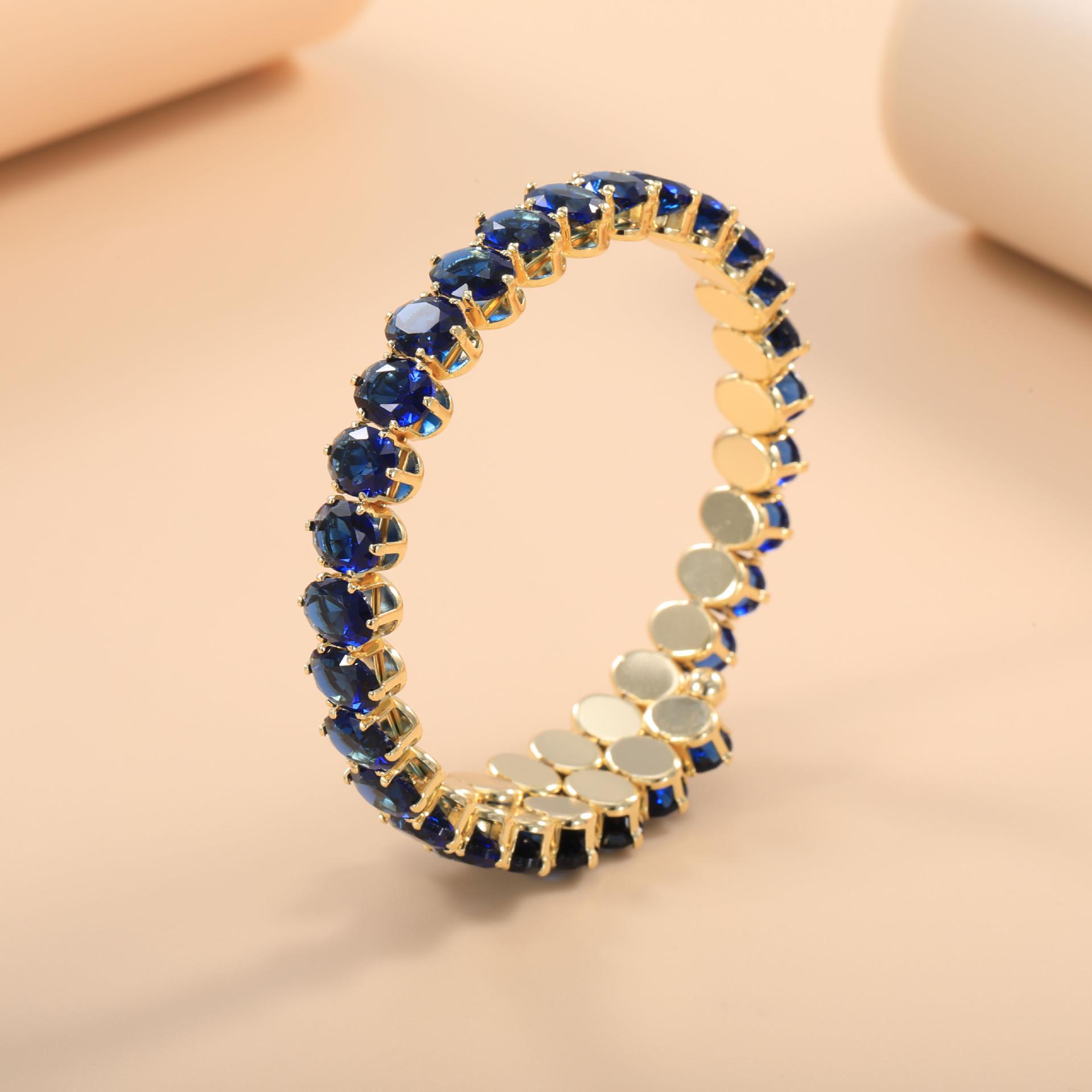 Fashion Copper Alloy Open Cuff Bangle for Women, Luxury Adjustable Iced Out CZ Stretch Bracelet, Elegant High-End Jewelry, Perfect Birthday & Holiday Gift