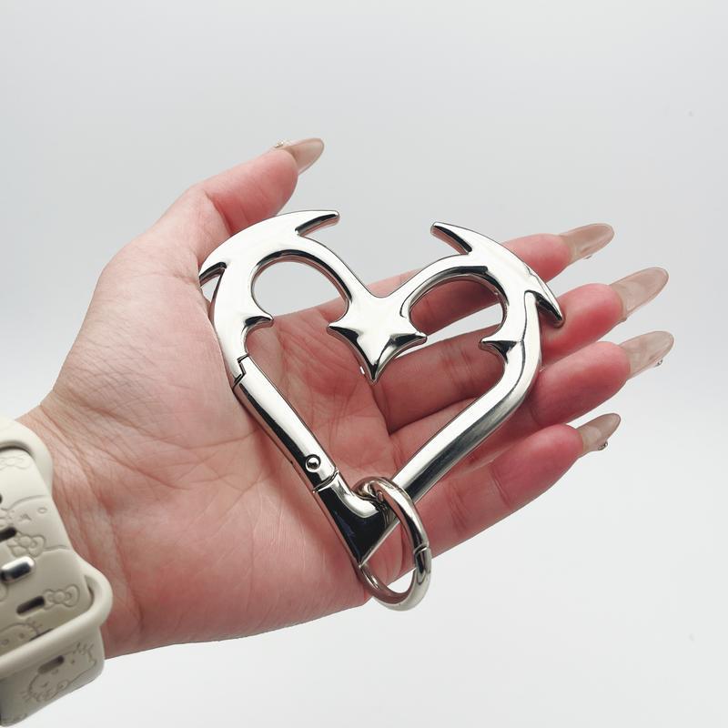 Gothic Heart Carabiner Keychain, Heavy Duty Metal Key Holder with Secure Clip, Unique Bag Charm Accessory, Bold Statement Keychain for Car Keys, Backpack & Purse Decoration, Stylish Gift for Men Women Teens, Everyday Carry Accessory