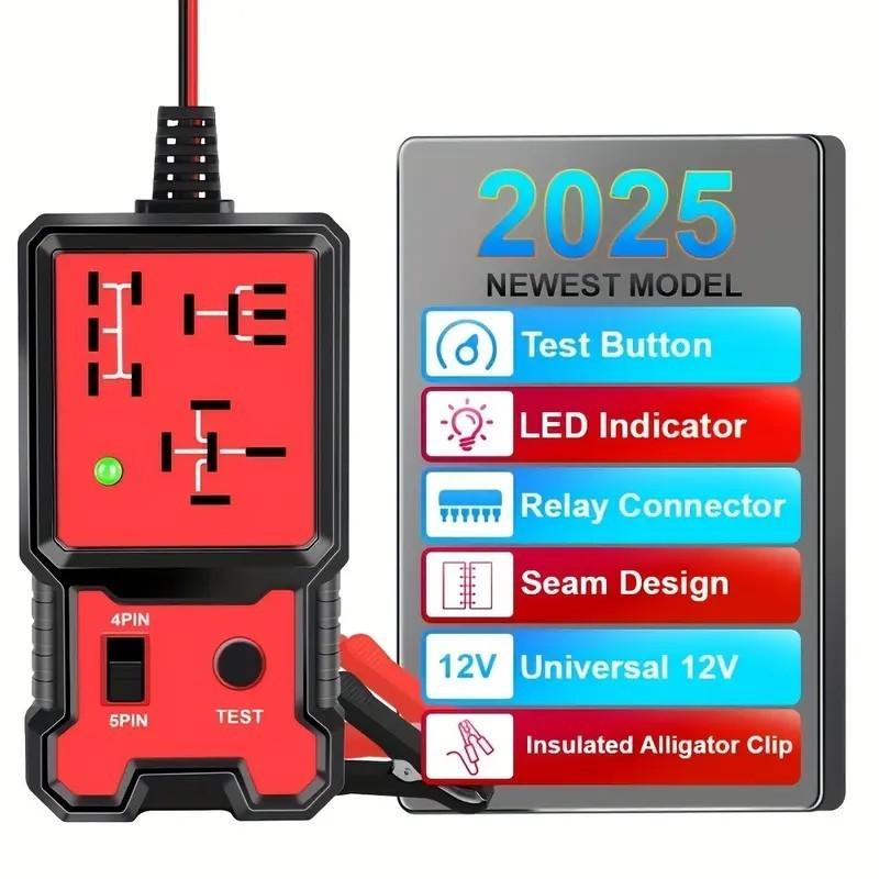 Professional 12V Car Relay Tester and Diagnostic Tool, Durable Abs Case, Fits 4-Pin and 5-Pin Relays, Quick Fault Detection, and Design