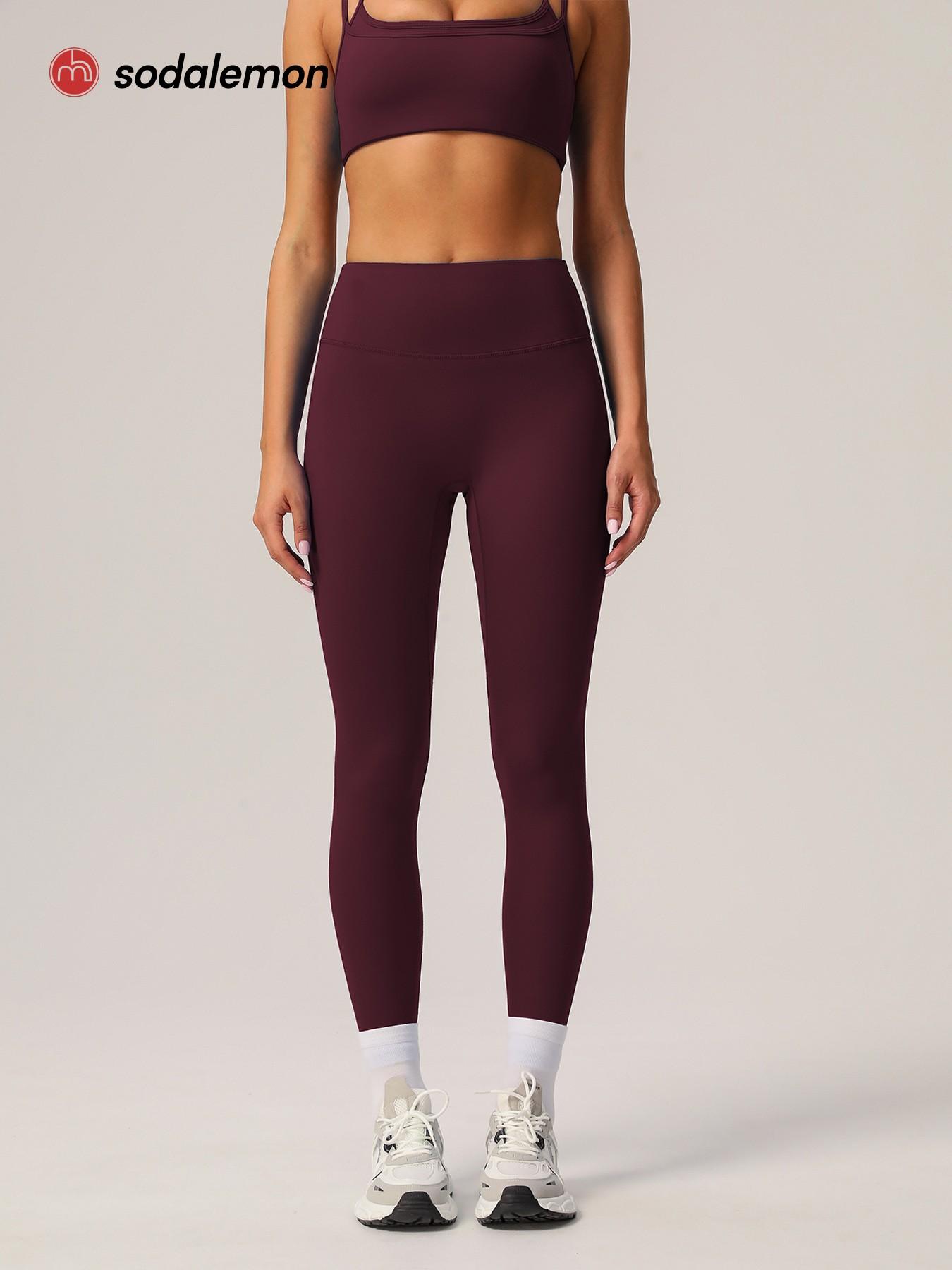 Sodalemon 2-Piece Set Women's Faux Two-piece Racerback Sports Bra & High-waisted Tummy-control Yoga Peachy Hips Leggings