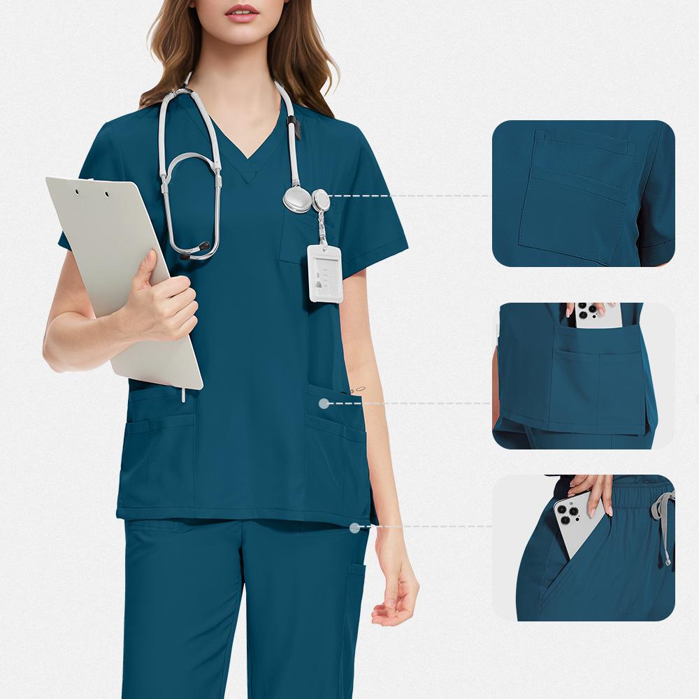 Women's Short Sleeve Scrub Set for Operating Rooms Nurse Uniform Operating Gown and Isolation Gown