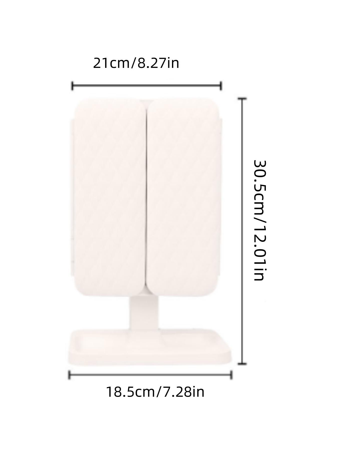 Diamond Pattern Three-Fold with Portable Storage Box, Standing Beauty Mirror for Bedroom Bathroom, Vanity Mirror, Travel Makeup Mirror