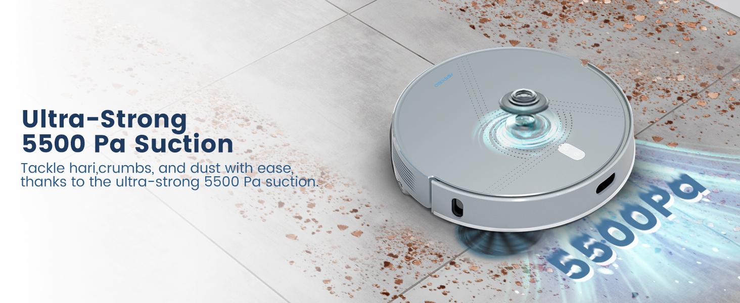 AIRROBO L50+ Robot Vacuum and Mop Combo with 5500Pa Suction, Auto-Emptying Dust Base, Smart Mapping & Voice Control – 60-Day Hands-Free Cleaning for Carpets & Hard Floors AIRROBO L50+ Robot Vacuum and Mop Combo with 5500Pa Suction, Auto-Emptying Dust Base, Smart Mapping & Voice Control – 60-Day Hands-Free Cleaning for Carpets & Hard Floors